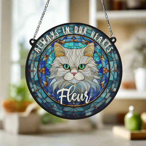 Cat Persian Memorial Stained Glass Effect Suncatcher